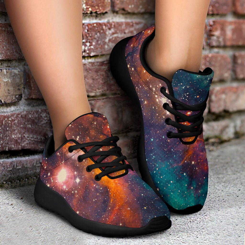 Teal Orange Universe Galaxy Space Print Sport Shoes GearFrost