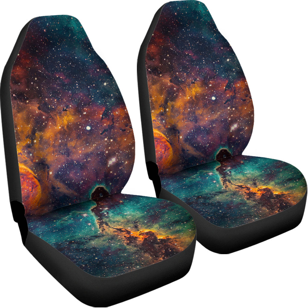 Teal Orange Universe Galaxy Space Print Universal Fit Car Seat Covers