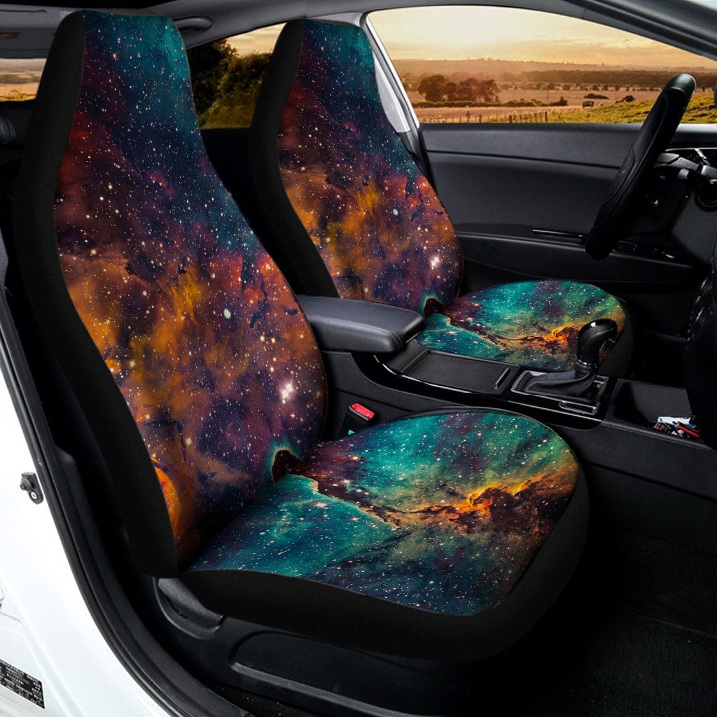 Teal Orange Universe Galaxy Space Print Universal Fit Car Seat Covers