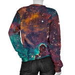 Teal Orange Universe Galaxy Space Print Women's Crewneck Sweatshirt GearFrost