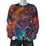 Teal Orange Universe Galaxy Space Print Women's Crewneck Sweatshirt GearFrost
