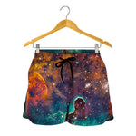Teal Orange Universe Galaxy Space Print Women's Shorts