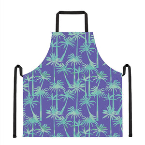 Teal Palm Tree Pattern Print Apron