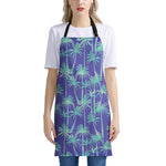 Teal Palm Tree Pattern Print Apron