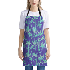 Teal Palm Tree Pattern Print Apron