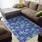 Teal Palm Tree Pattern Print Area Rug GearFrost