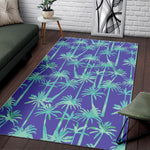 Teal Palm Tree Pattern Print Area Rug GearFrost