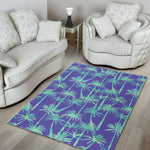 Teal Palm Tree Pattern Print Area Rug GearFrost