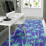 Teal Palm Tree Pattern Print Area Rug GearFrost