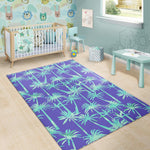 Teal Palm Tree Pattern Print Area Rug GearFrost
