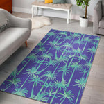 Teal Palm Tree Pattern Print Area Rug GearFrost
