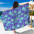 Teal Palm Tree Pattern Print Beach Sarong Wrap