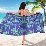 Teal Palm Tree Pattern Print Beach Sarong Wrap
