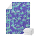 Teal Palm Tree Pattern Print Blanket