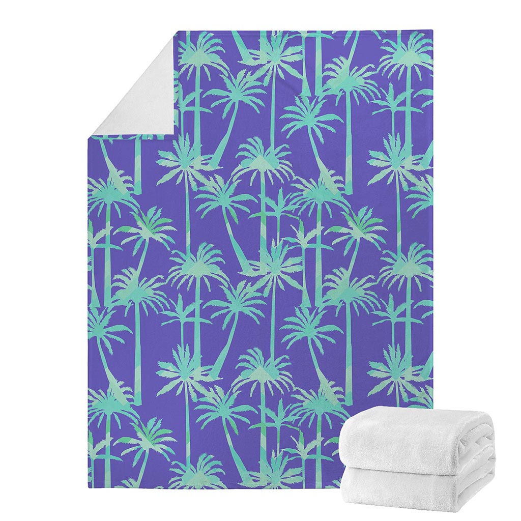 Teal Palm Tree Pattern Print Blanket