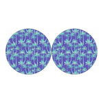 Teal Palm Tree Pattern Print Car Coasters