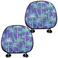 Teal Palm Tree Pattern Print Car Headrest Covers