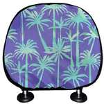 Teal Palm Tree Pattern Print Car Headrest Covers