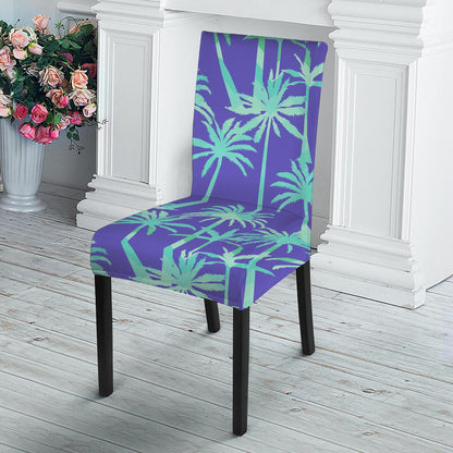 Teal Palm Tree Pattern Print Dining Chair Slipcover