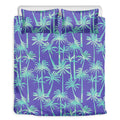 Teal Palm Tree Pattern Print Duvet Cover Bedding Set