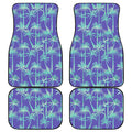 Teal Palm Tree Pattern Print Front and Back Car Floor Mats