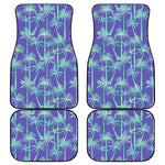 Teal Palm Tree Pattern Print Front and Back Car Floor Mats