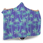 Teal Palm Tree Pattern Print Hooded Blanket