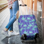 Teal Palm Tree Pattern Print Luggage Cover GearFrost