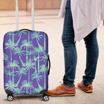 Teal Palm Tree Pattern Print Luggage Cover GearFrost