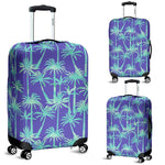 Teal Palm Tree Pattern Print Luggage Cover GearFrost