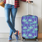 Teal Palm Tree Pattern Print Luggage Cover GearFrost