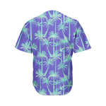 Teal Palm Tree Pattern Print Men's Baseball Jersey