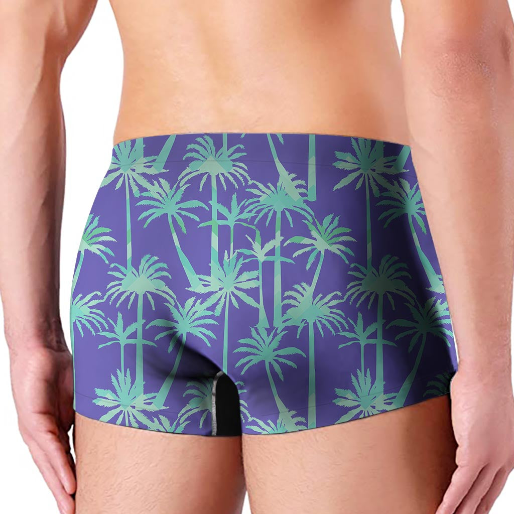 Teal Palm Tree Pattern Print Men's Boxer Briefs
