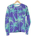 Teal Palm Tree Pattern Print Men's Crewneck Sweatshirt GearFrost