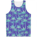 Teal Palm Tree Pattern Print Men's Tank Top