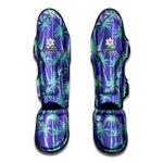 Teal Palm Tree Pattern Print Muay Thai Shin Guard