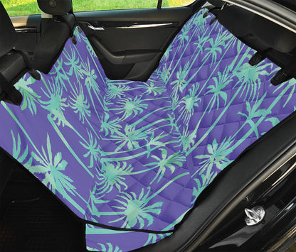 Teal Palm Tree Pattern Print Pet Car Back Seat Cover