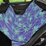 Teal Palm Tree Pattern Print Pet Car Back Seat Cover
