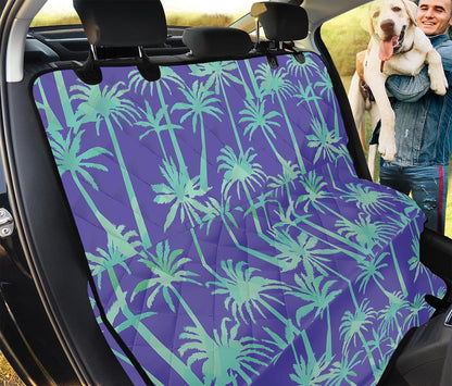 Teal Palm Tree Pattern Print Pet Car Back Seat Cover