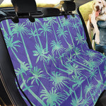 Teal Palm Tree Pattern Print Pet Car Back Seat Cover