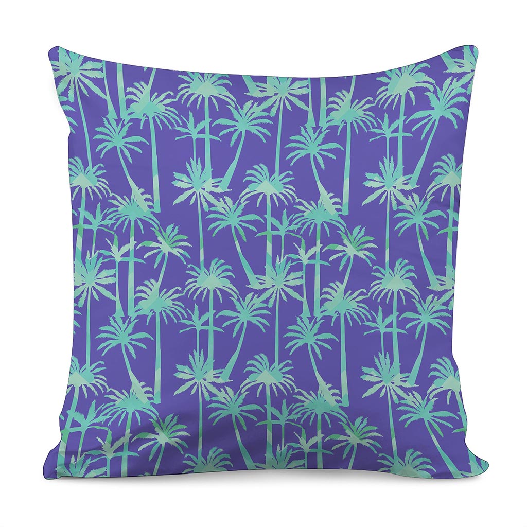 Teal Palm Tree Pattern Print Pillow Cover