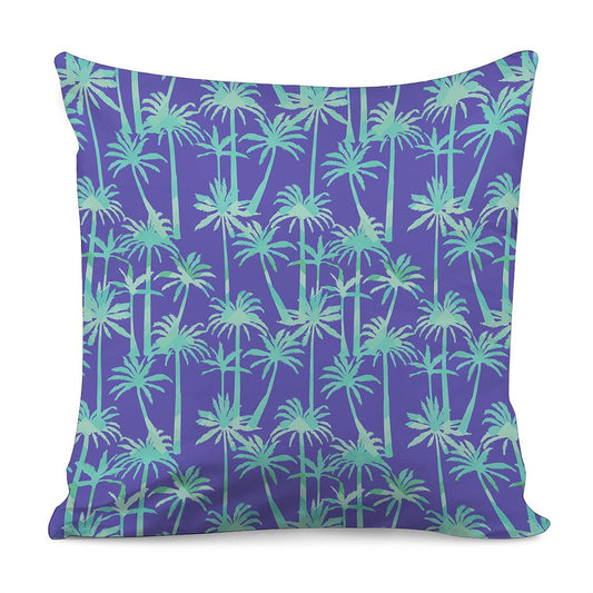 Teal Palm Tree Pattern Print Pillow Cover