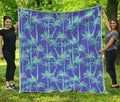 Teal Palm Tree Pattern Print Quilt