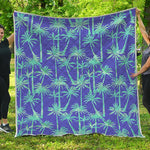Teal Palm Tree Pattern Print Quilt