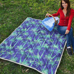 Teal Palm Tree Pattern Print Quilt