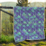 Teal Palm Tree Pattern Print Quilt