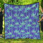 Teal Palm Tree Pattern Print Quilt