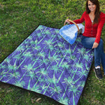 Teal Palm Tree Pattern Print Quilt