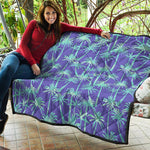 Teal Palm Tree Pattern Print Quilt