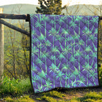 Teal Palm Tree Pattern Print Quilt